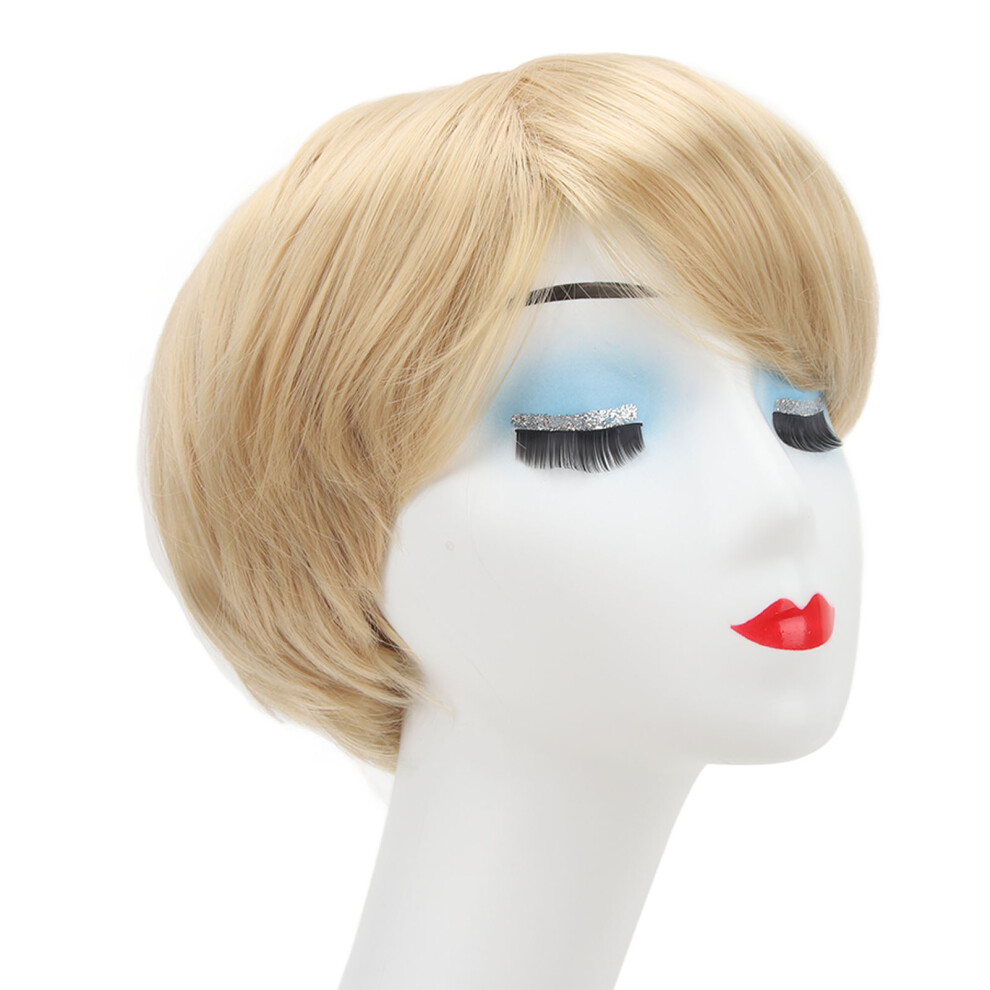 Heat Resistant Short Layered Wig for Women Men - Adjustable & High Density