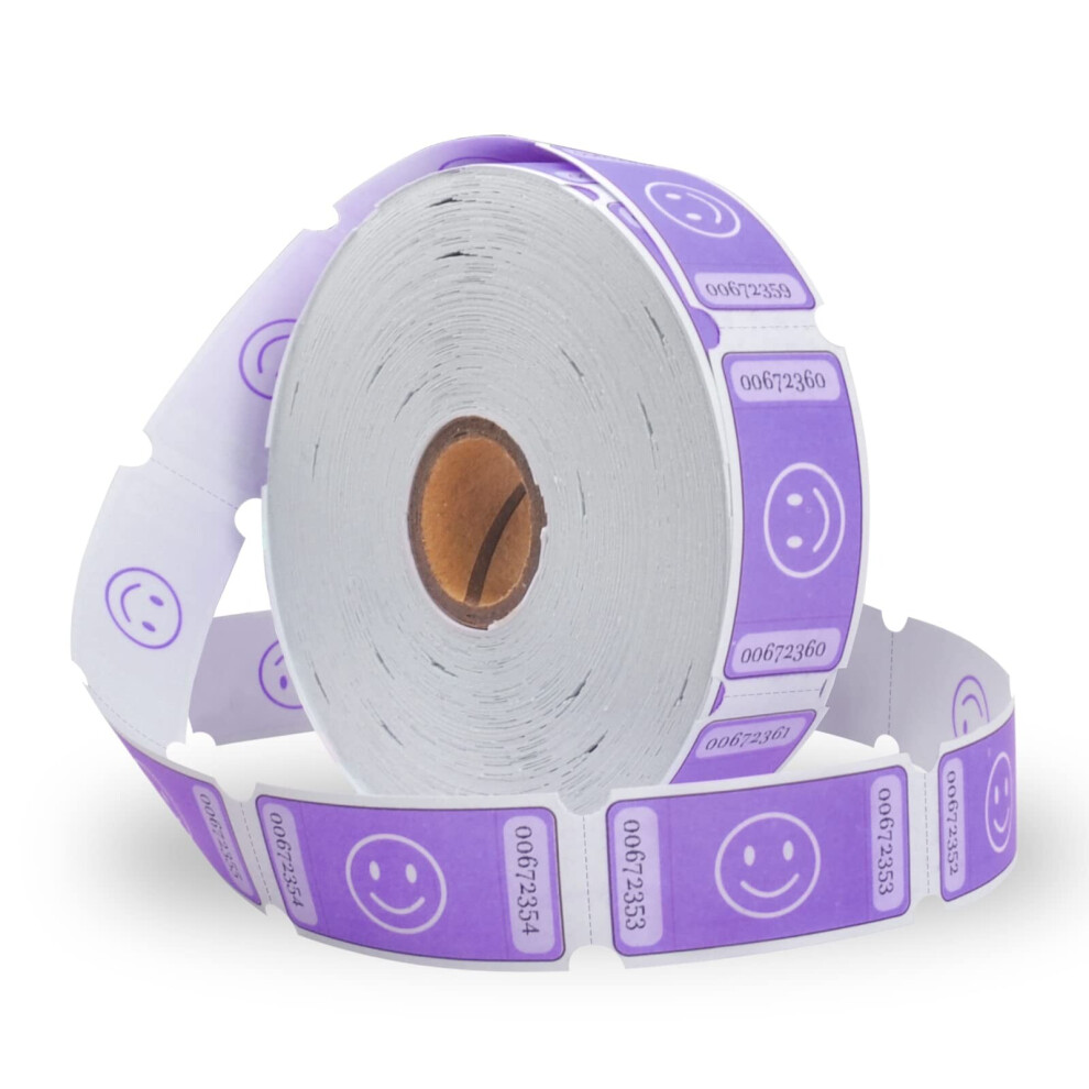 Eu Gostei L Liked Smile Raffle Tickets Roll Each Tickets 1''X2'' For Events Entry Class Reward Fundraiser & Prizes 1000 Tickets/Single Roll -Purple
