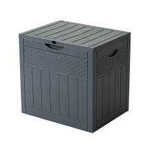 Garden Sanctuary 126L Rattan Pattern Flip-up Garden Storage Box Tool Storage, Grey