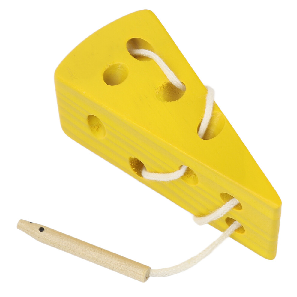 Wooden Lacing Cheese Toy for Babies Learning Fine Motor Skills Threading Toy