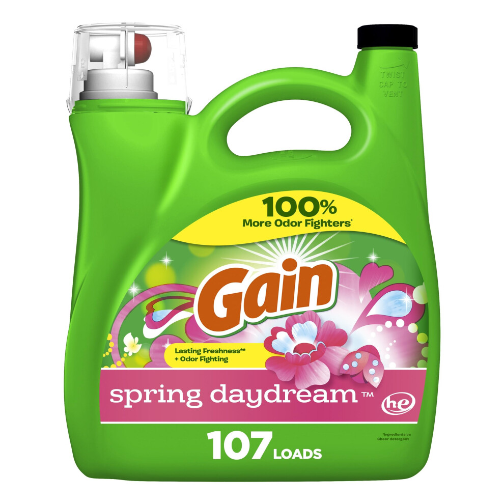 Gain + Aroma Boost Liquid Laundry Detergent Spring Daydream Scent 107 Loads 154 Fl Oz He Compatible