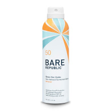 Bare Republic Mineral Sunscreen SPF 50 Sunblock Spray Transparentes und nicht fettendes Finish, Vanille-Kokos-Duft, 6 Fl Oz