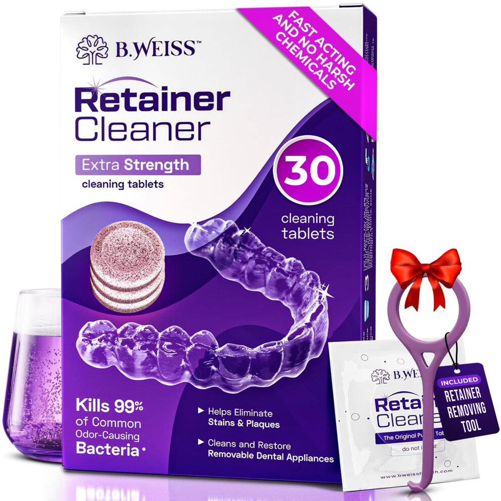 B. Weiss Weiss Naturals Retainer Cleaner Tablets Invisalign Cleaner Remove Stains Odors & Plaque Fsa & Hsa Eligible Persulfate Free Night Guard & Denture