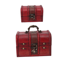 2 Stück rote Retro-Truhen - 15 9,5 9,5 cm + 12 8 8 cm