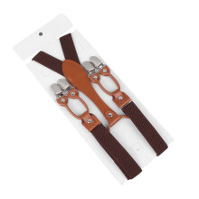 Men's Dark Coffee Double Layer Elastic Heavy Duty Suspenders, Adjustable