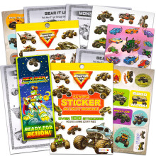 Balcek samolepek na prty pro Monster Jam ~ 200 samolepek Monster Jam Trucks s bonusovmi samolepkami zvodnch aut (16 listu s vhodami pro prty M