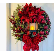 Christmas Wreath Decor Artificial Bowknot Garland for Home Door Xmas