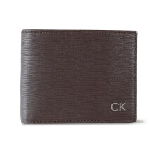 Calvin Klein Herr RFID-skyddad läderplånbok – minimalistisk bifold – Brun River-tryck