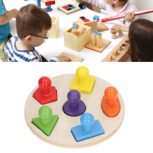 Buntes Holzformen-Puzzle Rundes Brett 18 cm