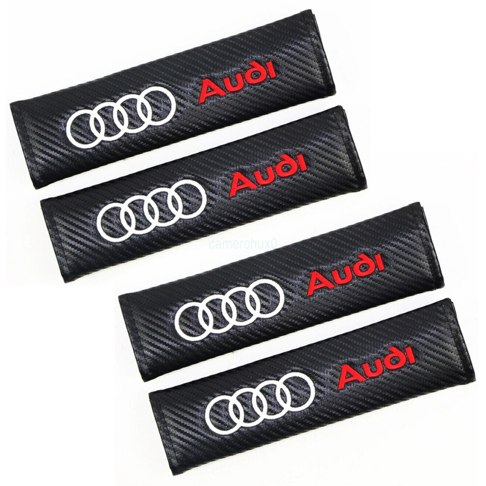 (Pack of 4) UK - Audi Car Seat Belt Cover 2PCS or 4PCS Safety Shoulder Strap Cushion Pad Carbon Fiber