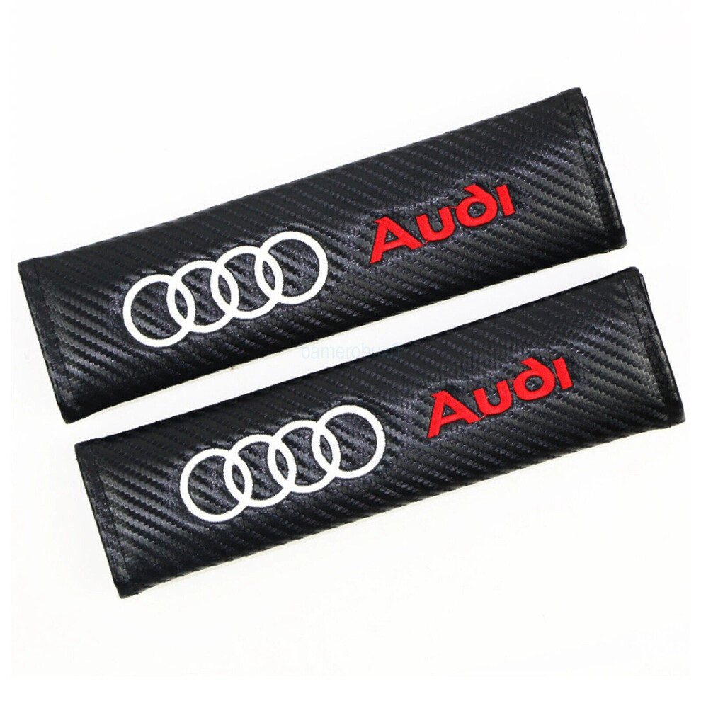 (Pack Of 2) Uk - Audi Car Seat Belt Cover 2Pcs Or 4Pcs Safety Shoulder Strap Cushion Pad Carbon Fiber 4069369121005