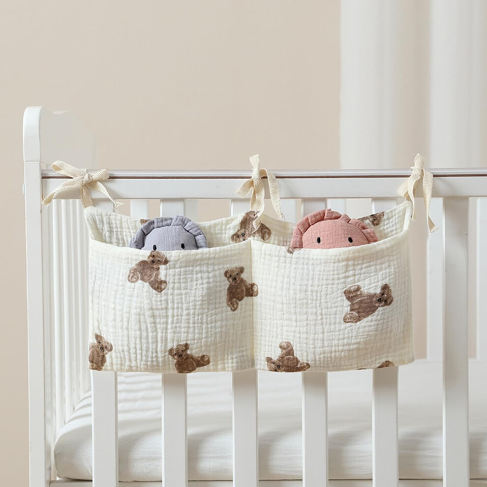 Bedside Hanging Bags Cot Organiser Baby Milk Bottle Bib Storage Diaper Dormitory Crib Accessories Bear