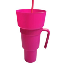 1 Stk. Stadium Cup mit Snackschale, 2-in-1-Reisetrinkbecher mit Strohhalm.