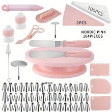 164-teiliges Tortendekorationsset auf Tisch, Nordic Pink