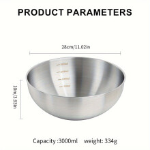 1pc Edelstahl Salat Schüssel Küche Utensilien 28cm3000ml