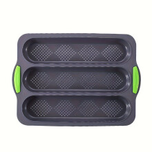 1 Stück Silikon Baguette Backform für 3 Brote, grau grün 3-Schlitz Baguette Kuchenform
