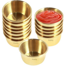 12 Stk. Saucenschalen aus Edelstahl, 45 ml kleine Gewürzteller, Gold