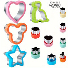 12-tlg. Sandwichformen-Set - Edelstahl Kinder Toast- und Keksformen, d