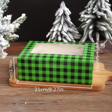 10 Stk. Weihnachts-Cupcake-Boxen mit Fenster und Einsätzen, Grünes Gitter - ohne Innenstütze