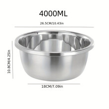 1 Stück, Edelstahl-Rührschüssel, dick, 4000 ml