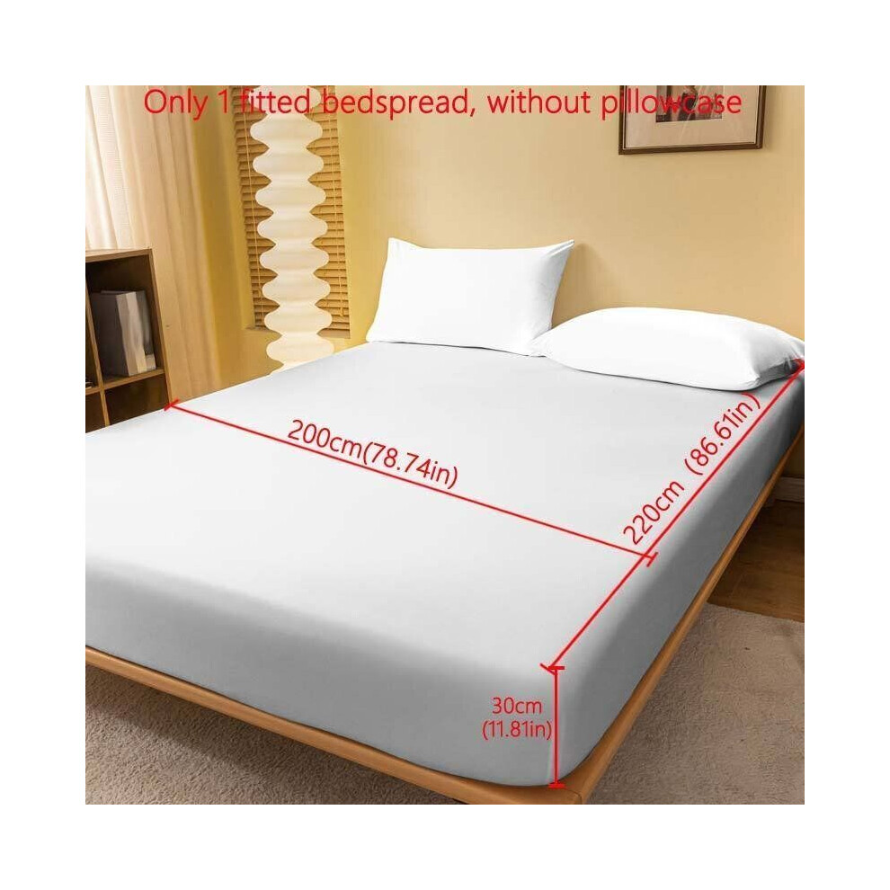 1 drap-housse uni brossé à poches profondes sans taie d'oreiller, 200 cm x 220 cm