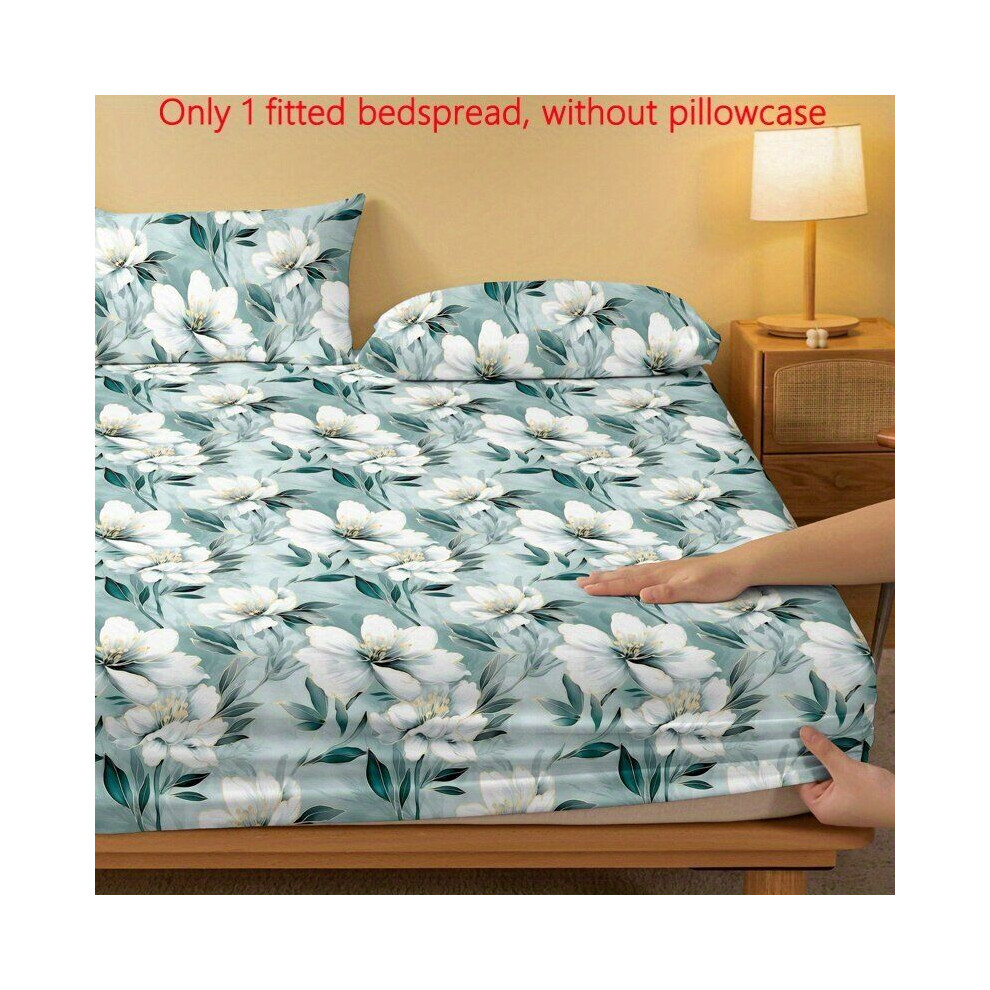 Drap de lit blanc élégant en forme de fleur brossée, cousu, 180 cm x 200 cm
