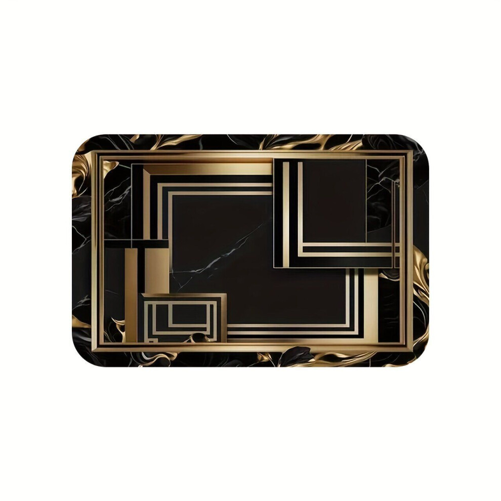 Tapis de luxe européen en marbre 3D noir et or, 50 cm x 80 cm