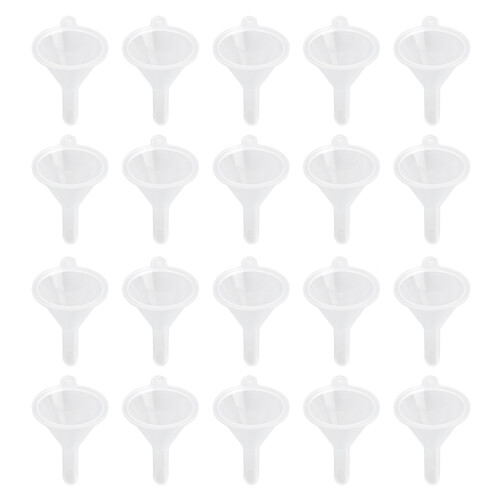 20pc Small Funnels Set Clear Plastic for Spice Perfume and Oils 1