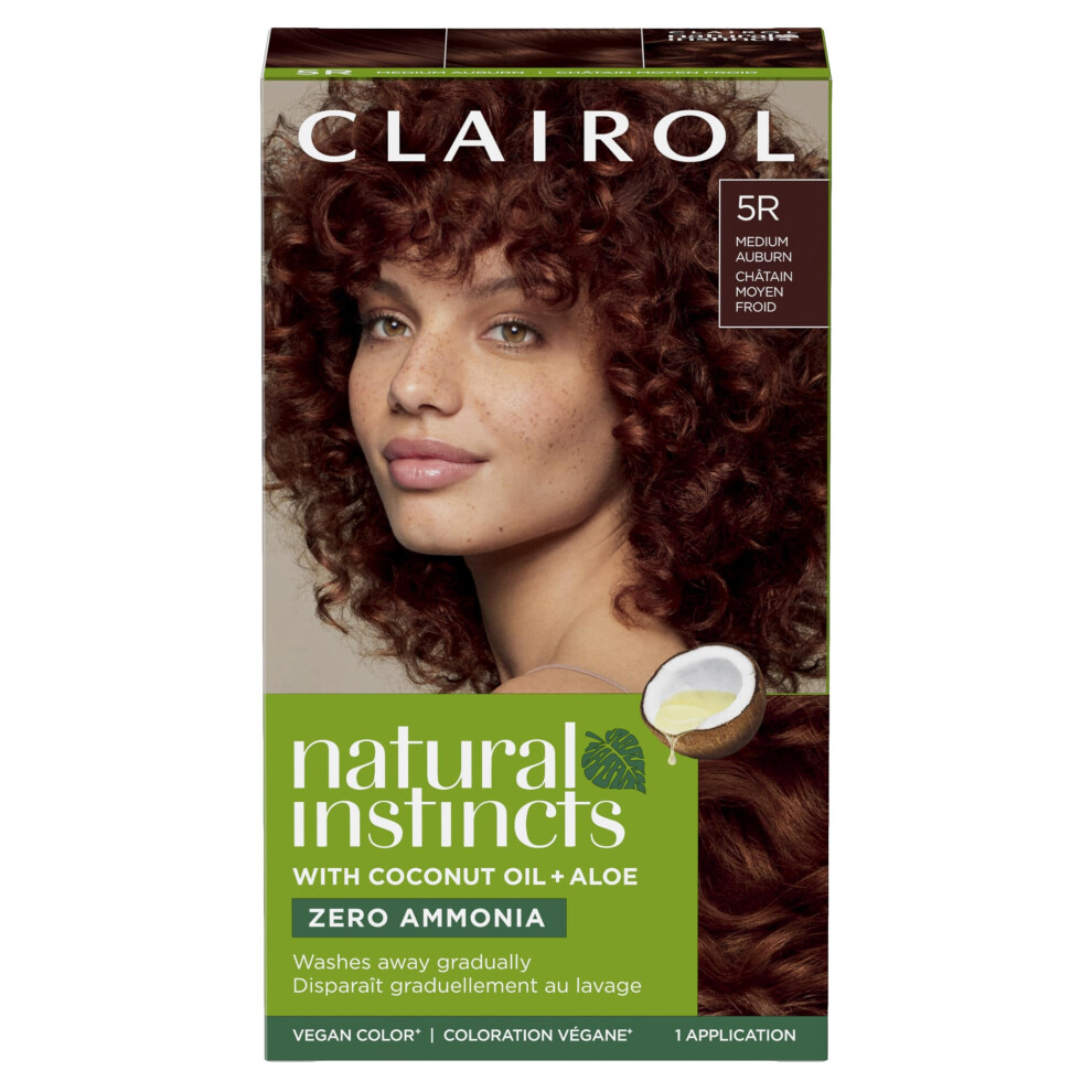 Clairol Red Natural Instincts Demi-Permanent Hair Dye 5R Medium Auburn - 0% Ammonia, 80% Naturally Derived, Vegan