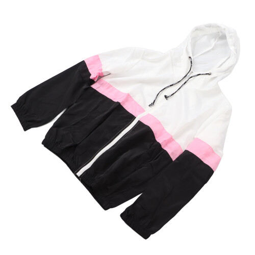 Women's Black Waterproof Hooded Jacket, Size L, Windproof, Drawstring