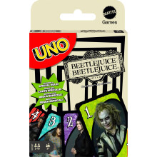 Mattel Games UNO Beetlejuice-kortspel fr barn Vuxna och familj med kortlek och specialregel inspirerad av filmen