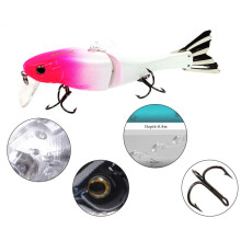 (Silver) 1pc 95mm 13g Fishing Lure Hard Bait 2 Sections Double Hook Luminous