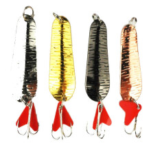 (Gold) 4pcs Spinners 5cm 8.3 g Assorted Fishing Lures Metal Paillette Fish Hooks Fishing Tackle