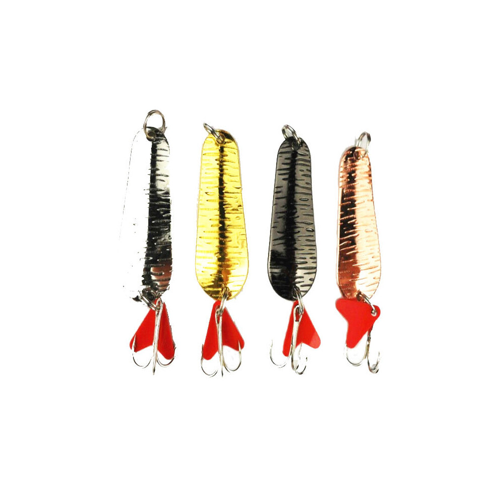 (Black) 4pcs Spinners 5cm 8.3 g Assorted Fishing Lures Metal Paillette Fish Hooks Fishing Tackle