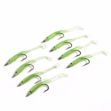 (1) 4 to10 Pcs Luminous Fishing Lure Bait Silica Gel Carbon Hooks Night Light Fishing Tackle