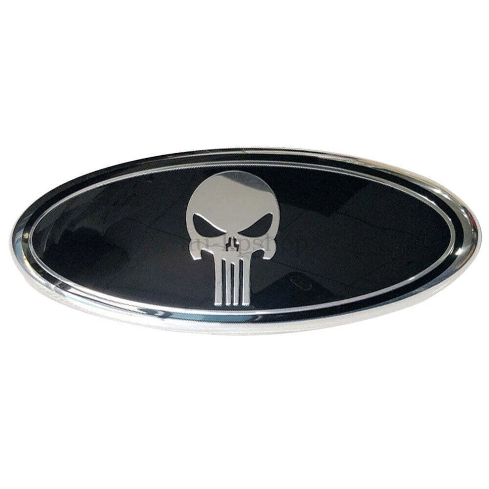 (Skull Sliver) UK STORE  - 7 Inch (17.5*7CM) For Ford Front Grille Ford Emblem Badge