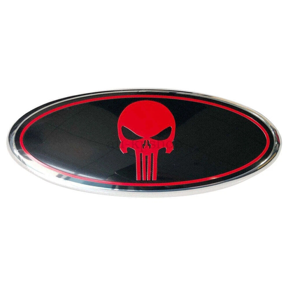(Skull ) Uk Store - 7 Inch (17.5*7Cm) For Ford Front Grille Ford Emblem Badge Red 4069369121302