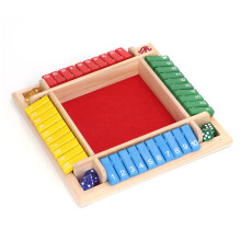 Holz-Würfel-Brettspiel 4P, 22x22x3.5 cm rote Unterseite