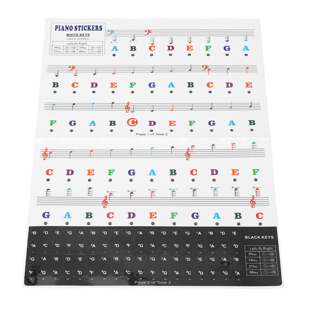 Piano Keyboard Stickers For 88 61 54 49 Key Pvc 9121376322761