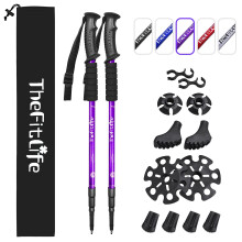 TheFitLife Nordic Walking Trekkingstokken - 2-pack met schokdempend en snelvergrendelingssysteem Telescopisch opvouwbaar Ultralicht voor wandelen Kamp