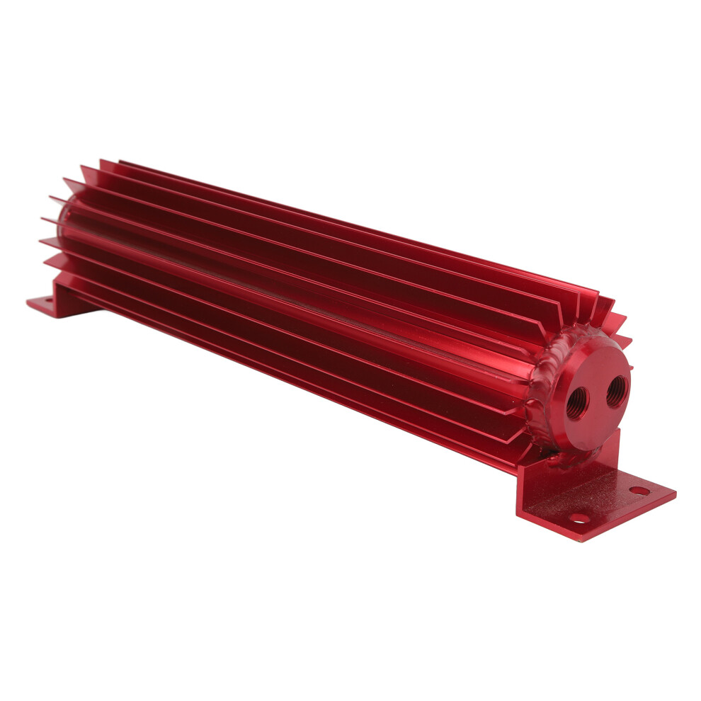 12In Aluminum Dual Channel Transmission Cooler For Car & Truck Red 7901338553516