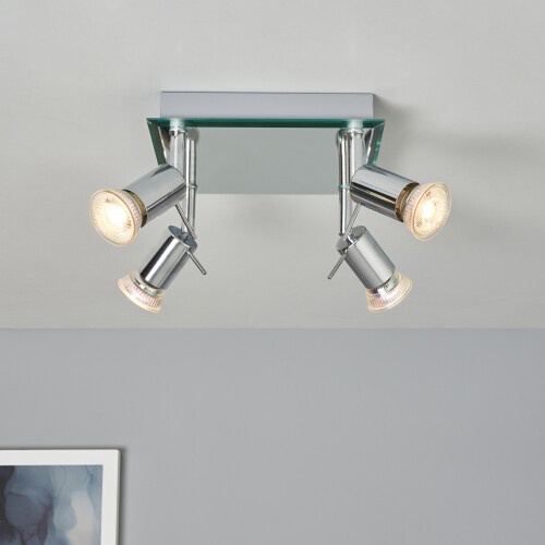 Litecraft Mercury Spotlight Plate Square Mirror Ceiling 4 Arm - Chrome 1
