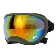 Hunde-Sonnenbrille Winddicht UV-Schutz PC TPU mit verstellbarem Gurt Haustier-Goggles für Outdoor, Skifahren OD-Grüner Rahmen Rote Linse