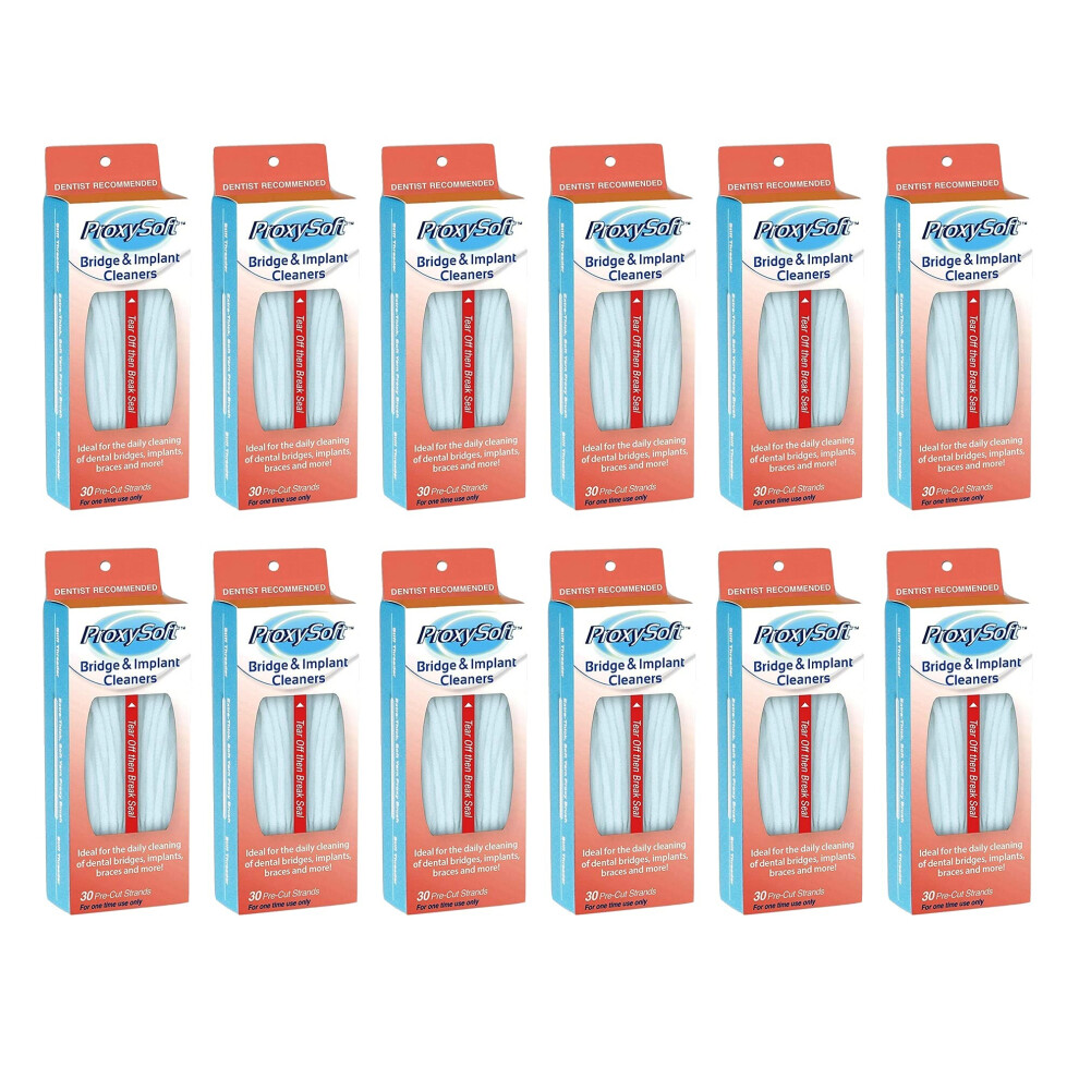 Proxysoft Dental Floss For Bridges And Implants 12 Packs - Floss Threaders For Bridges Dental Implants Braces With Extra-Thick Proxy Brush For Optim