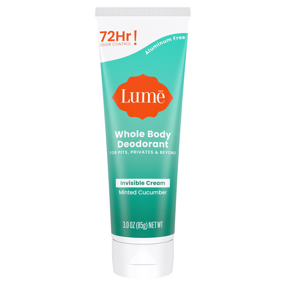 Lume Whole Body Deodorant - Invisible Cream Tube - 72 Hour Odor Control - Aluminum Free  Baking Soda Free  Skin Safe - 3.0 ounce (Minted Cucumber)-image-OPC-PGMCFQG-NEW