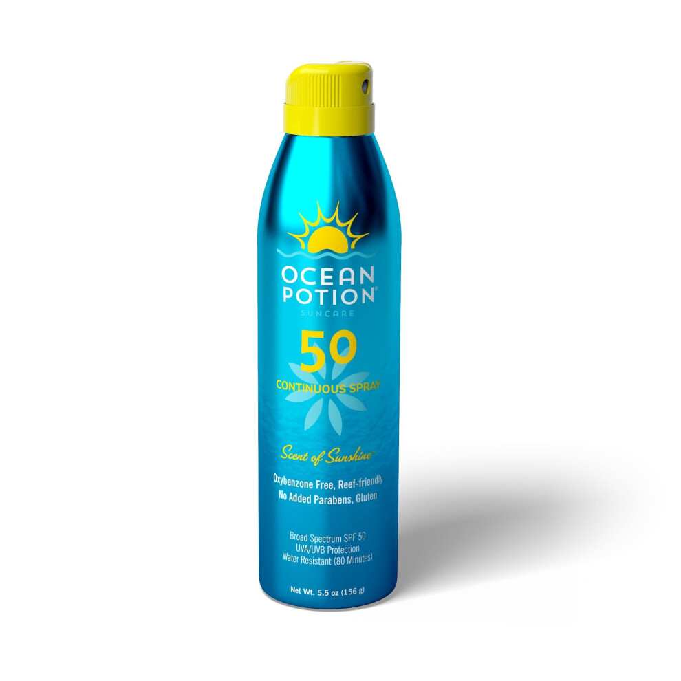 Ocean Potion Spf 50 Przezroczysty Spray CiąGłY, 163 Ml – Wodoodporny, NietłUsty, Bez Zapachu, Wolny Od Oxybenzone/Octinoxate, Bezglutenowy-image