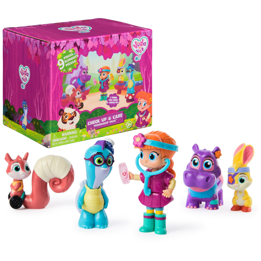 Vida Le V T Rinaire Check Up & Care Friendship Pack Avec 5 Figurines D'action, St Thoscope, Lampe Frontale Et Feuilles D'autocollants, Jouets Pou-image
