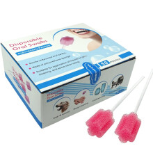MUNKCARE Disposable Oral Foam Swab Mint Flavored, Indivdually Wrapped, Red, Box of 50 - Latex-Free, Gentle, Ergonomic - MK012 MINT