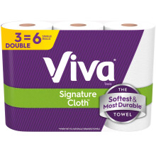 Asciugamani di carta in tessuto Viva Signature, 3 rotoli doppi, 86 fogli per rotolo