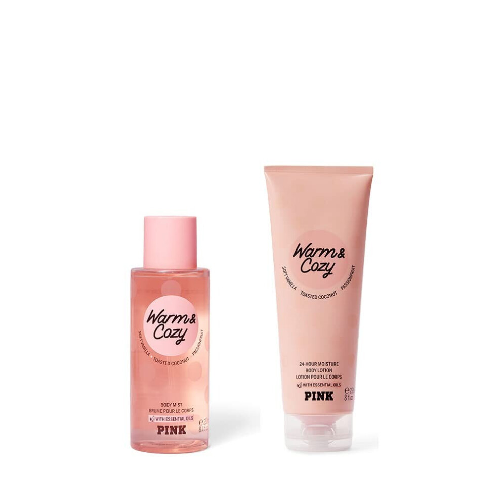 Victoria's Secret PINK Warm & Cozy Mist & Lotion Set - Vanilla, Toasted Coconut & Passionfruit (GC)